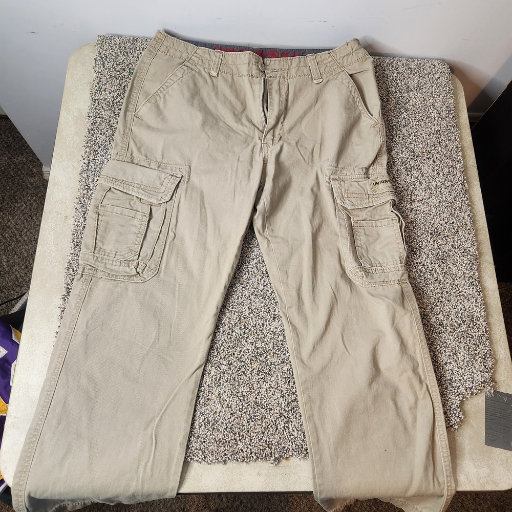 Unionbay Cargo Pants Men's 34x30 Tan Khaki Baggy Vintage Y2K Grunge‎ Skating